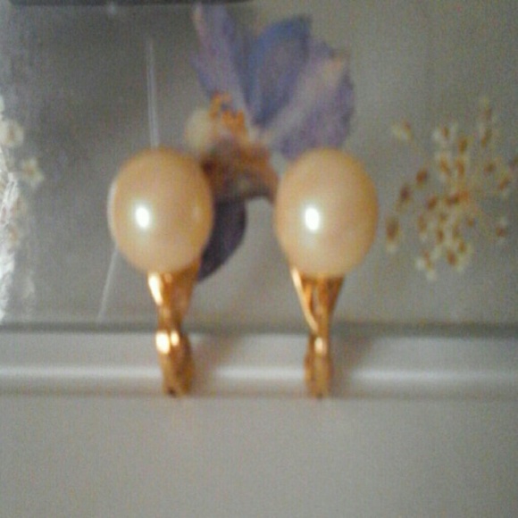 Monet Jewelry - Monet Pearl Faux Clip on Earrings